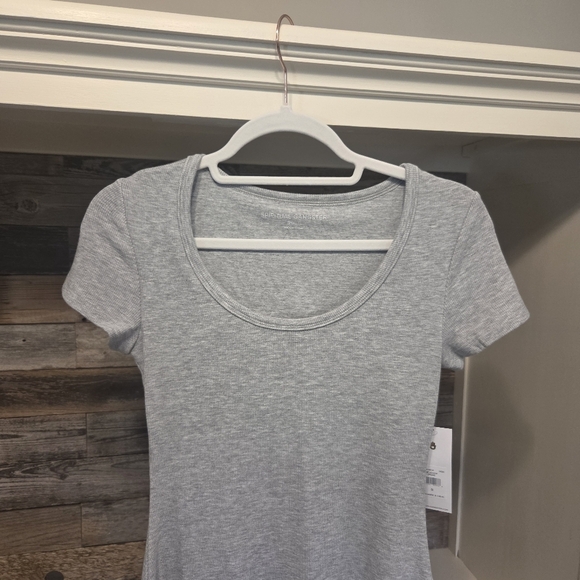 Spiritual Gangster Celine Scoop Neck Light Heather Gray Mini Ribbed Dress- Soft! - Picture 7 of 9